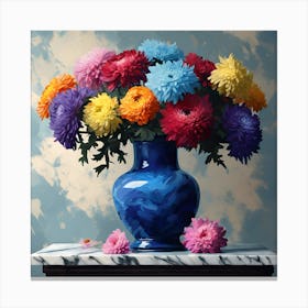 Floral Still Life, Chrysanthemums in Rainbow Colours Canvas Print