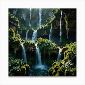 Waterfalls In The Forest 1 Canvas Print