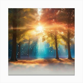 Rays Of Light In The Forest 1 Canvas Print