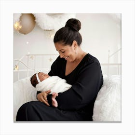 An Embracing Display Of Maternal Love A Gleeful Infant Is Gently Cradled By A Reluctant Hand Curve Canvas Print