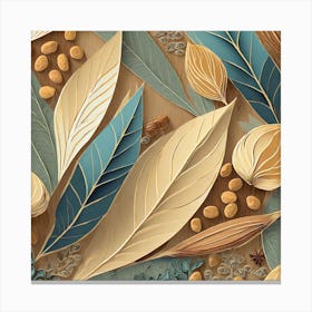 Firefly Beautiful Modern Detailed Botanical Rustic Wood Background Of Herbs And Spices; Illustration (5) Canvas Print