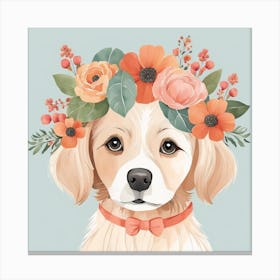 Floral Baby Dog Nursery Illustration (19) Canvas Print