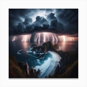 Lightning Over The Ocean Canvas Print