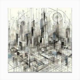 Cityscape Abstract Painting 3 Canvas Print