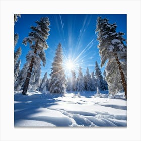 Crystal Clear Ice Clings To The Pine Trees Under A Vibrant Radiant Sun In A Wintry Wonderland Ext (3) Canvas Print