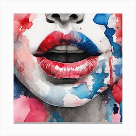 Watercolor Of A Woman'S Lips Canvas Print
