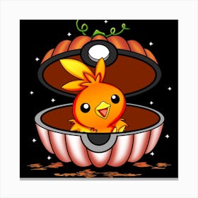 Torchic In Pumpkin Ball - Pokemon Halloween Canvas Print