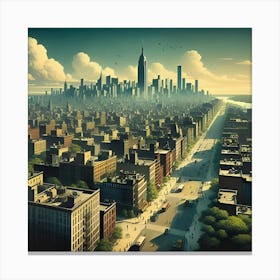 An Aerial View Of An Edward Hopper Style Photograph Of A City Skyline 5 Stampe su tela