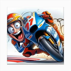 Cartoon Motorcycle Racer Canvas Print