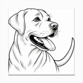 Line Art labrador dog 2 Canvas Print