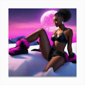 Black Woman In Snow Canvas Print