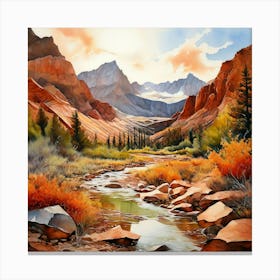 Watercolor Landscape Spiritual Abstraction Rocky Mountains Canvas Print