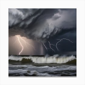 Lightning Over The Ocean Canvas Print