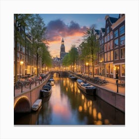 Amsterdam Canal At Dusk Canvas Print