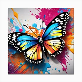 Butterfly With Paint Splashes 2 Canvas Print