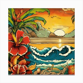 Hawaiian Sunset-Festival Vibes -Sunshine Delights-Seaside Inspirations Canvas Print