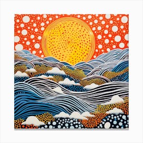 Yayoi Kusama Inspired Sunset Beach Waves Canvas Print