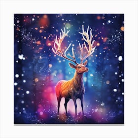 Deer In The Forest - Abstract Christmas Canvas Print