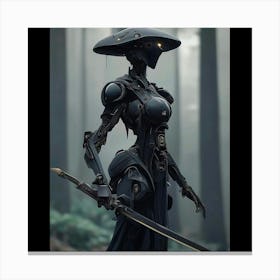Robot Woman In The Woods 1 Canvas Print