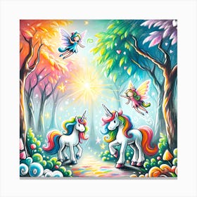 Super Kids Creativity:Unicorns In The Forest Canvas Print