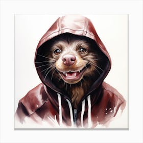 Watercolour Cartoon Tasmanian Devil In A Hoodie Canvas Print