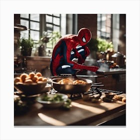 Spider-Man In The Kitchen Canvas Print