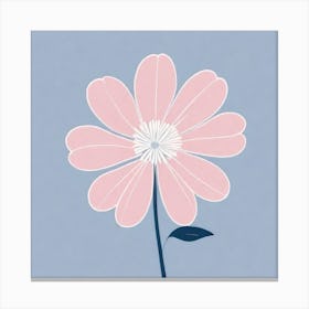 A White And Pink Flower In Minimalist Style Square Composition 533 Canvas Print