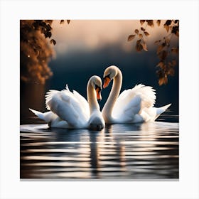 Two Swans In Love 1 Canvas Print