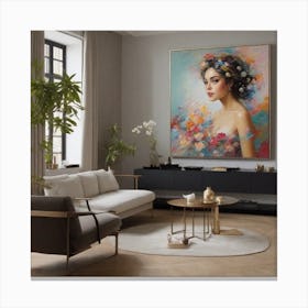 Of A Woman With Flowers Canvas Print