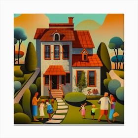 Family At Home Canvas Print