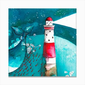 Whalewith Lighthouse Canvas Print