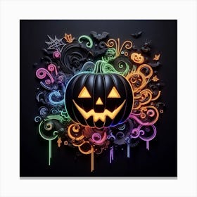 Colorful Neon Halloween Art Canvas Print
