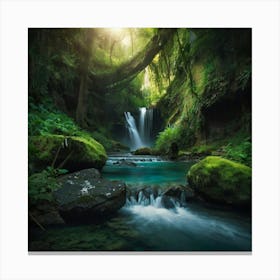 Waterfall In The Jungle 1 Canvas Print