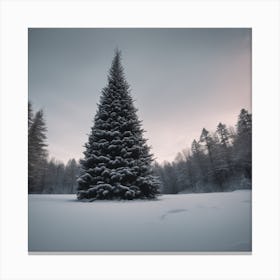 Christmas Tree In The Snow 7 Canvas Print