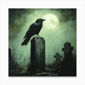 Raven in Cemetary Canvas Print