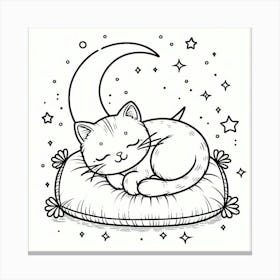 Line Art cat sleeping 1 Canvas Print