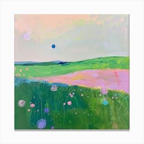 Pink And Green Field Canvas Print