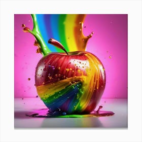 Rainbow paint Apple Canvas Print