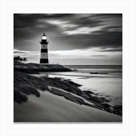 Black And White Lighthouse 7 Canvas Print