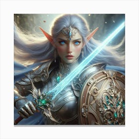Elf Girl With Sword Canvas Print