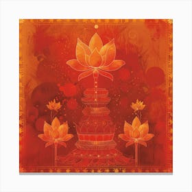 Vesak Banner Texture Featuring Buddhist Symbols Canvas Print