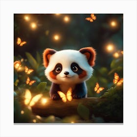 Panda Bear With Butterflies Canvas Print