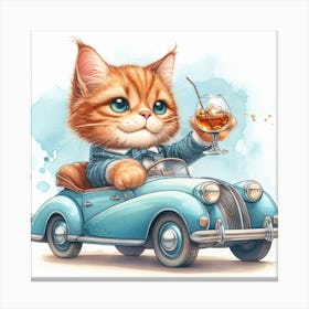 Kitty In A Car Canvas Print