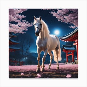 White Magical Horse In The Night  Canvas Print