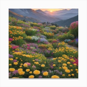 Wildflowers At Sunset 1 Canvas Print