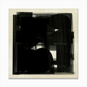 Black Abstract No. 2 - Abstract Black on Beige , Neutral, Minimalist, Monochromatic, Square, Contemporary Wall Art Canvas Print