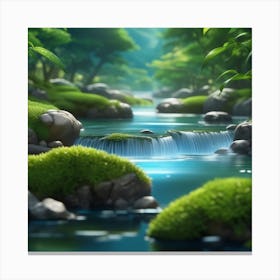 Waterfall In The Forest 8 Canvas Print