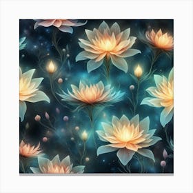 Lotus Flower Seamless Pattern 1 Canvas Print