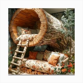 Tree Trunk Bed Canvas Print