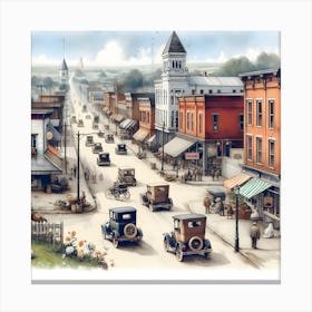 Early Small Town America And The Automobile ~Reimagined 8 Canvas Print